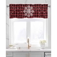 thumbnail image 2 of Faux Linen Valances for Windows Merry Christmas Snowflakes,Buffalo Plaid Red Black Curtains Valance Light Filtering Rod Pocket Small Window Treatment for Kitchen Living Room Bedroom 54x18In, 2 of 6