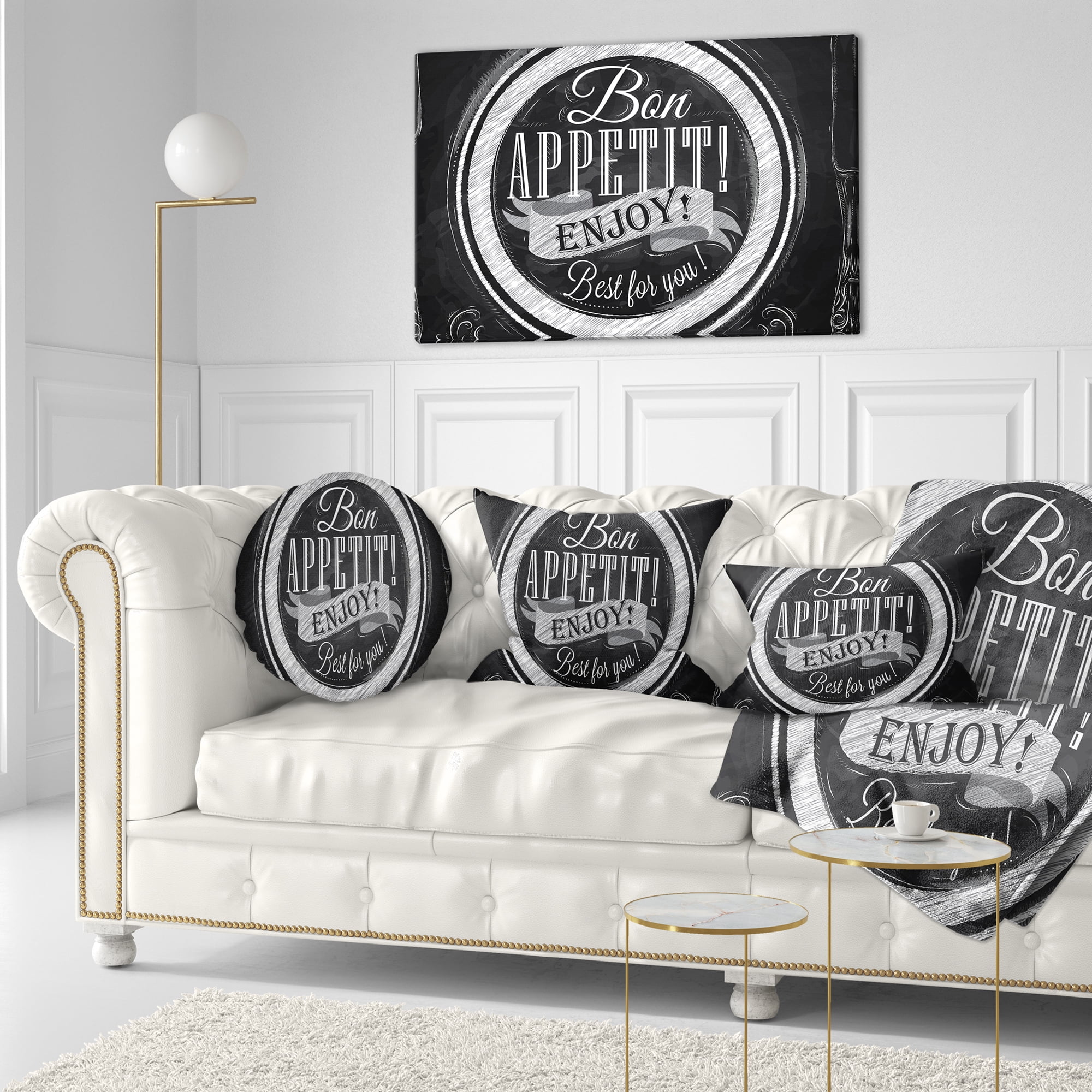 Designart Lettering on a Plate - Abstract Throw Pillow - 12x20
