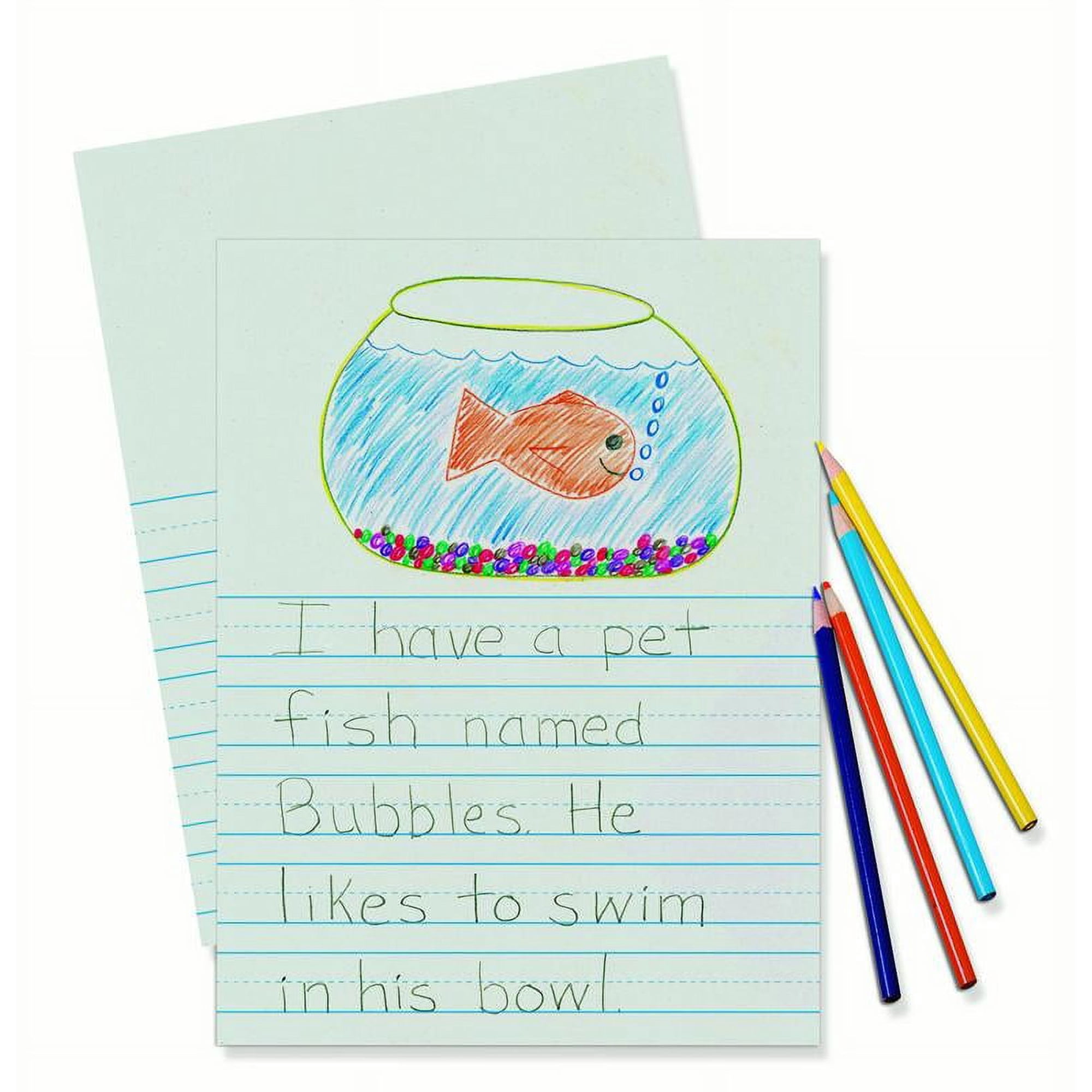 Pacon Newsprint Handwriting Paper with Picture Story Space, 9" x 12", Ruled Short, 500 Sheets