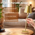 thumbnail image 2 of TEMOGU-Set of 2 Cordless Table Lamps, LED Rechargeable Battery Operated Desk Lamps with 3-Color Stepless Dimming, IP54 Waterproof, Portable for Outdoor, Patio, Bar, Restaurants, Bedroom (Gold), 2 of 4
