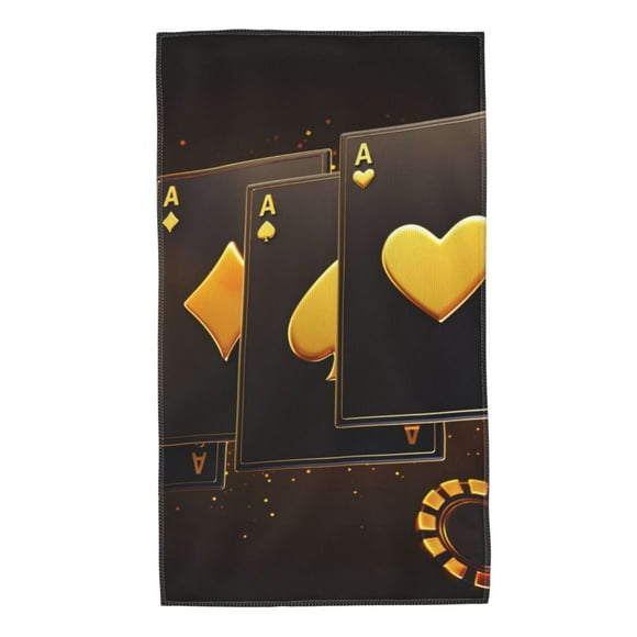 Balery Casino Playing Cards Toalla de Microfibra Premium con Estampado – 27.5x16 pulgadas, Alta Absorción, Suave y Aterciopelada, Secado Rápido
