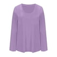 thumbnail image 5 of Htigea Women's Plus Size Long Sleeve Shirts Solid Color Crewneck Pullover Tunic Tops Soft Comfy Purple 4XL, 5 of 6