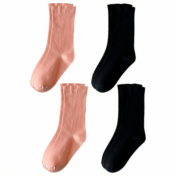 TELOLY 4Pairs Womens Crew Socks,Slouch Socks Boot Socks,Mid-Calf Womens Socks Size 9-11,Combination1