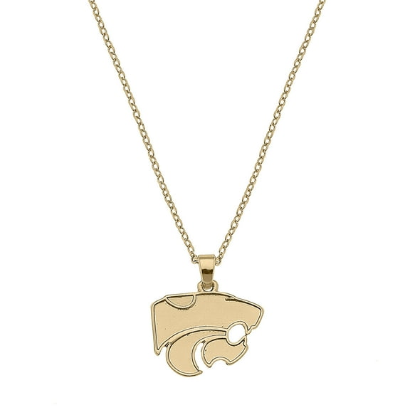 Women's CANVAS Style Kansas State Wildcats Gold Plated Pendant Necklace