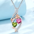 thumbnail image 2 of Taioiat Double Birthstone Necklaces for Women 18K Gold Plated Birthstone Rose Flower Jewelry Anniversary Valentines Day Mother's Day Birthday Gifts for Her Wife Girlfriend Mom, 2 of 7