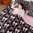 thumbnail image 3 of Manfei Cartoon Ribbon Bowknot Twin Bedding Sets 7-Piece,Kawaii Bow Plaid Bedding Comforter Set,Pink Reversible,Luxury Bedroom Decor, 3 of 7