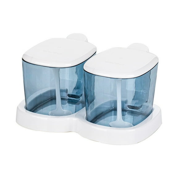 Nkmbld Spice Storage Containers with 2 Grids and 2 Spoons Kitchen Condiment Jar for Keeping Sugar,Salts,Spice,Pepper Powder, Blue