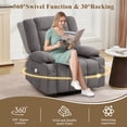 thumbnail image 3 of JONPONY Oversized Massage Swivel Recliner Chair with 4-Point 3D Kneading Massage and Heat for Living Room with Rocking Function 2 Cup Holders, USB Charge Port，Grey, 3 of 9
