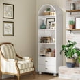 thumbnail image 5 of Tribesigns 4 Tier Drawers Arched Modern Standard Bookcase, Wood White, 23.6" x 11.8" x 74.8", 5 of 7