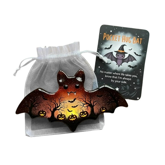 Halloween Pocket Cards 2D Acrylic Pocket Hug Card with Crow Bat Grim Design Inspirational for Family Halloween Party