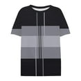 thumbnail image 4 of Ploknplq Elbow Length Tee Shirts for Women,Stripe Shirt,Workout T Shirts for Women,Spring Round Neck Splicing Striped Loose Short Sleeve T Shirt,Oversized Shirts for Women,Graphic Tee Gray S, 4 of 4