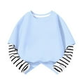 thumbnail image 1 of LIJCC Kid Girls Long Sleeve Crewneck Cotton Blend Shirts Casual Color Block Loose Oversized Striped Patchwork Tees Blouse Pullover Fall Basic Sweatshirts, 1 of 6