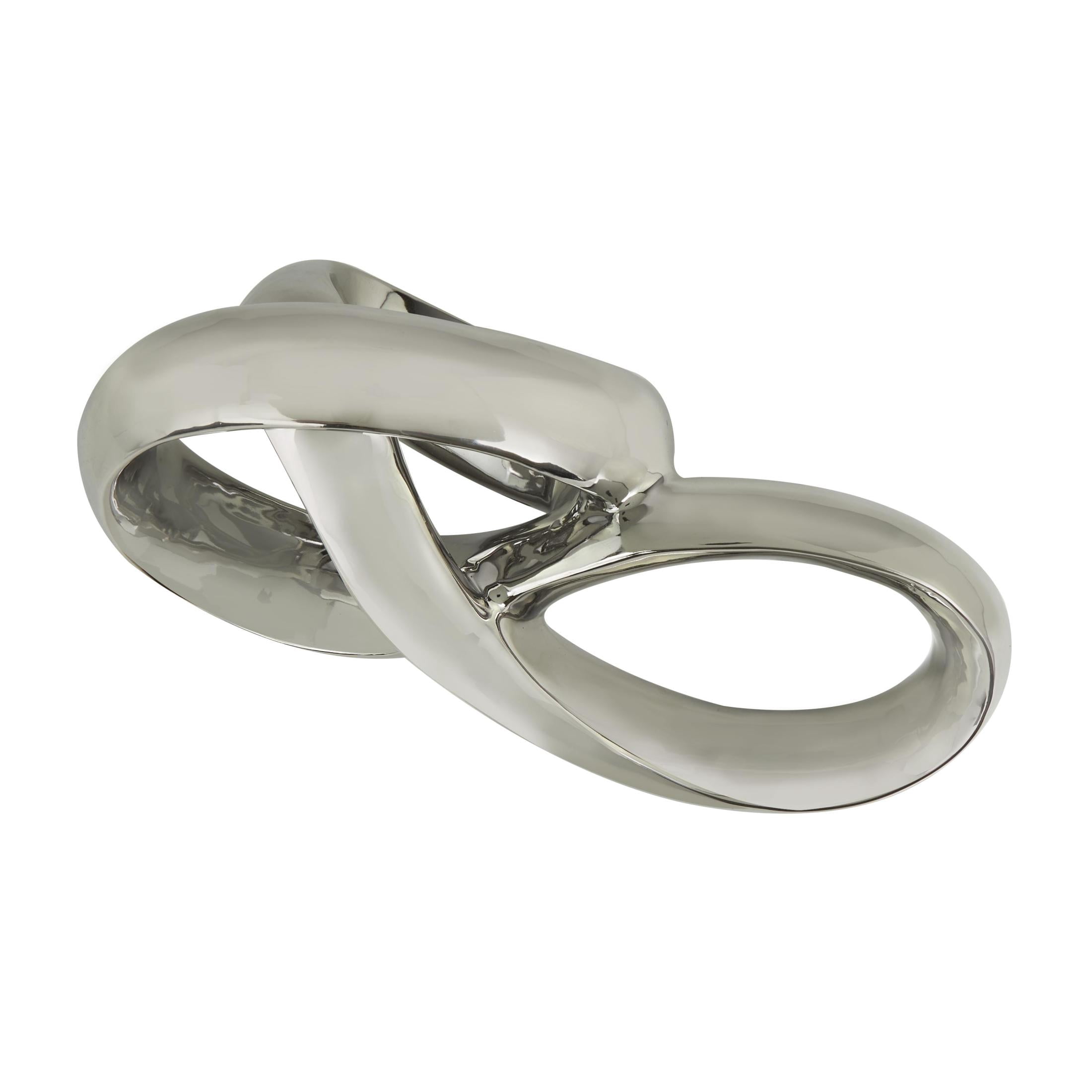 11" x 5" Silver Ceramic Infinity Loop Abstract Sculpture, by DecMode