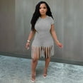 thumbnail image 2 of ITFABS Sports Outfits Short Sleeve Knot Crop Top + Fringe Fifth Pants, 2 of 8