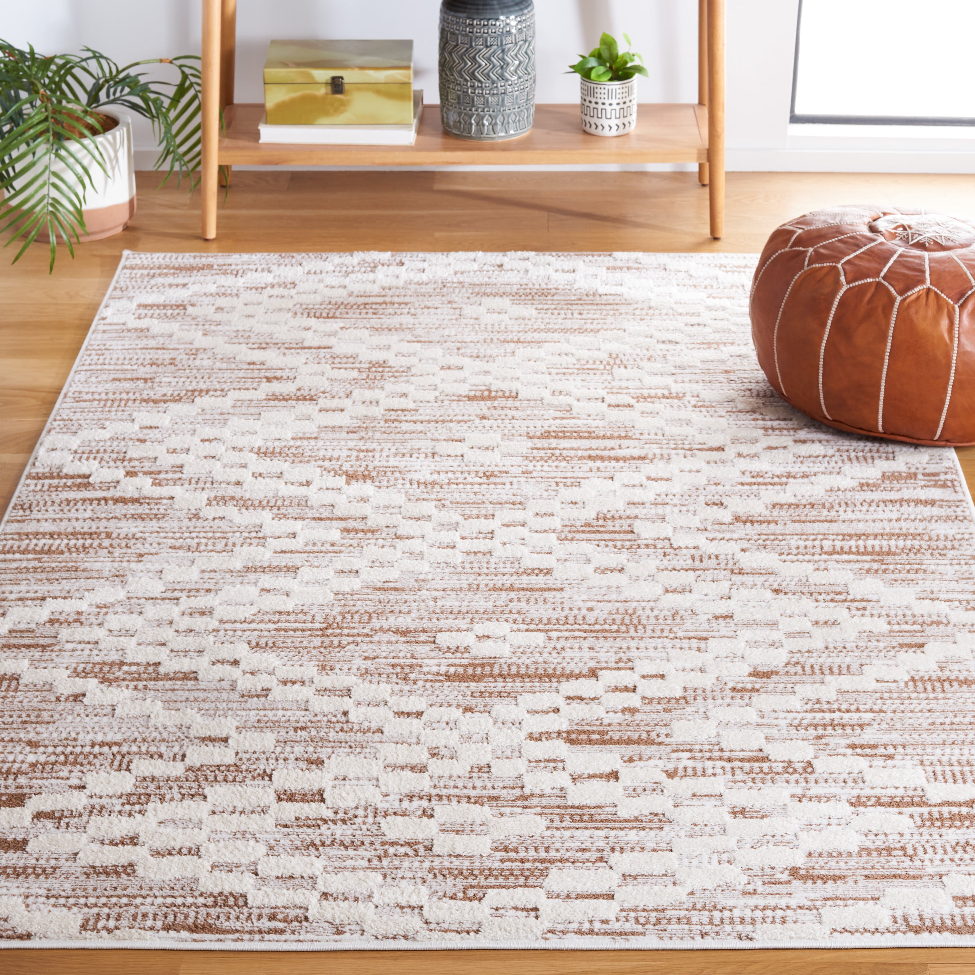 SAFAVIEH Alamo Burton Geometric Area Rug, Taupe/Ivory, 4' x 6'