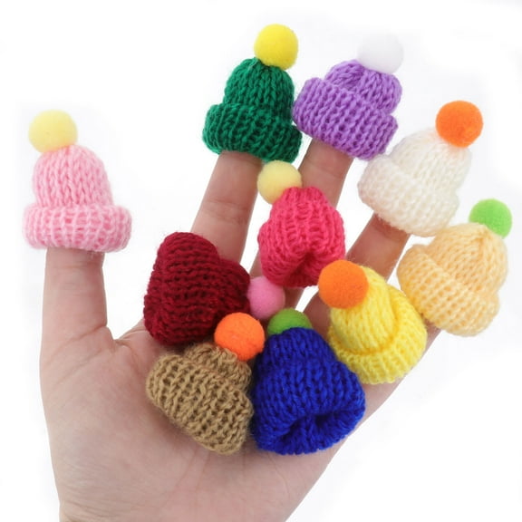 HONMEET 10Pcs Mini Wool Knitted Hat For Diy Craft And Festive Decorations With Assorted Colors