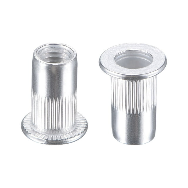 Unique Bargains M5 Rivet Nuts Aluminium Alloy Knurled Flat Head Threaded Insert Nut Silver 50 pcs