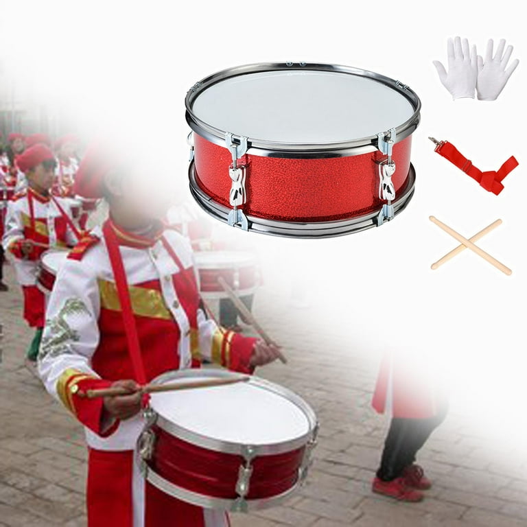  Milisten Marching Drum Set 13 Inch, Snare Drum with Wooden  Mallet, Gloves and Adjustable Strap, Snare Drum Kit Kids Drum Orff  Percussion Musical Instrument, Drum for Kids Teens Red : Musical