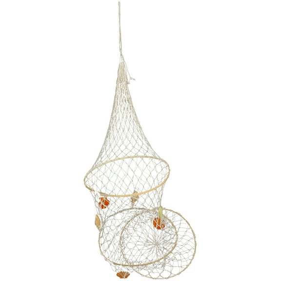 Nautical Fishing Net for Decor Multi Color Bamboo Shell Material 3.94x2.76 Feet