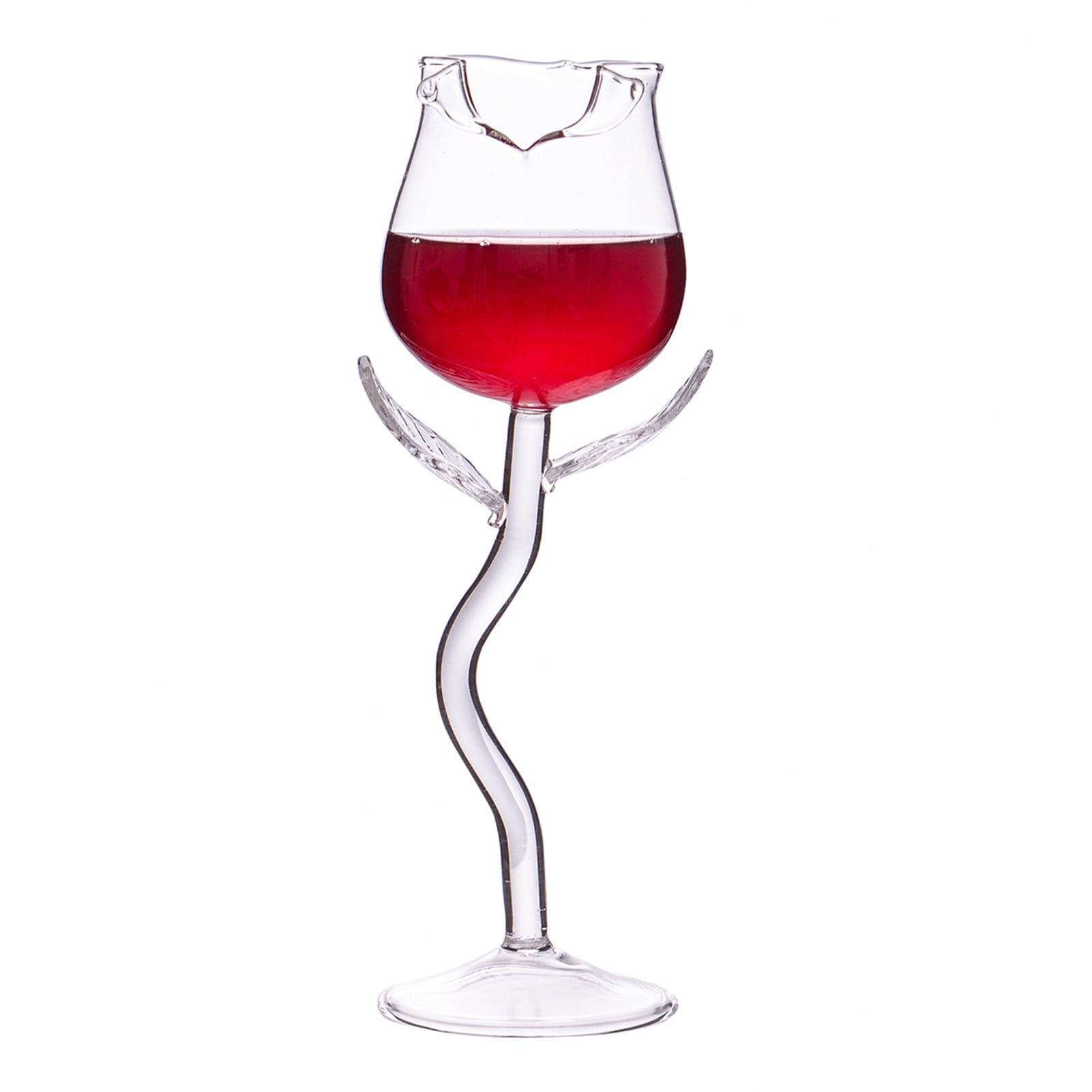 Creatives Rose Flower Goblet Glass for Home Party Rose Wine Glass Set,Rose Flower Shape Wine Glass Red Wine Glasses 