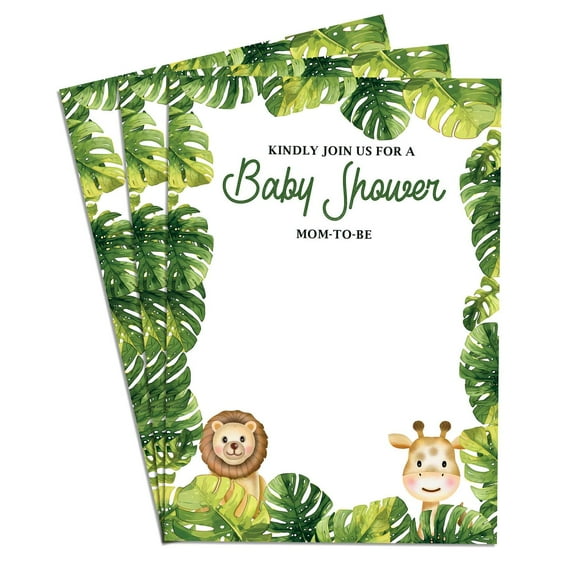 Jungle Safari Elegant Baby Shower Invitations Card High-Quality Set of 25 5x7 in Perfect for Boy & Girl