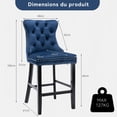 thumbnail image 3 of Velvet Upholstered Bar Stools Set of 2 with Back and Wood Legs, Metal Pulling Ring, Armless Counter Height Barstools for Kitchen Island, Pub, 3 of 7