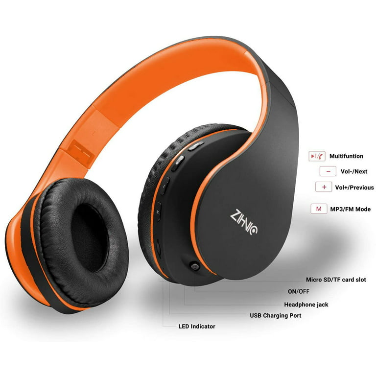 ZIHNIC Bluetooth Headphones Over-Ear, Foldable Wireless and Wired