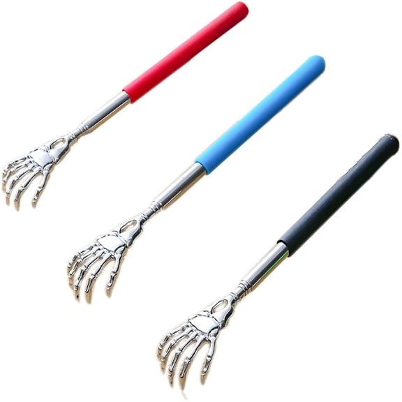 ACDANC 3 Pack Men's Women's Back Scratcher,Black,Blue and Red Stainless Steel Portable Retractable Scratcher