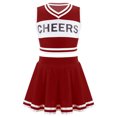 thumbnail image 2 of MSemis Kids Girls V Neck Cheerleading Dress High School Uniform, 2 of 6