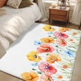 thumbnail image 4 of Colorful Poppy Area Rugs 4x6 ft Pink Orange Blue Floral Plant Leaf Washable Rug Non Slip Indoor Carpet Absorbent Floor Mat for Living Room Bedroom Dining Room, 4 of 9