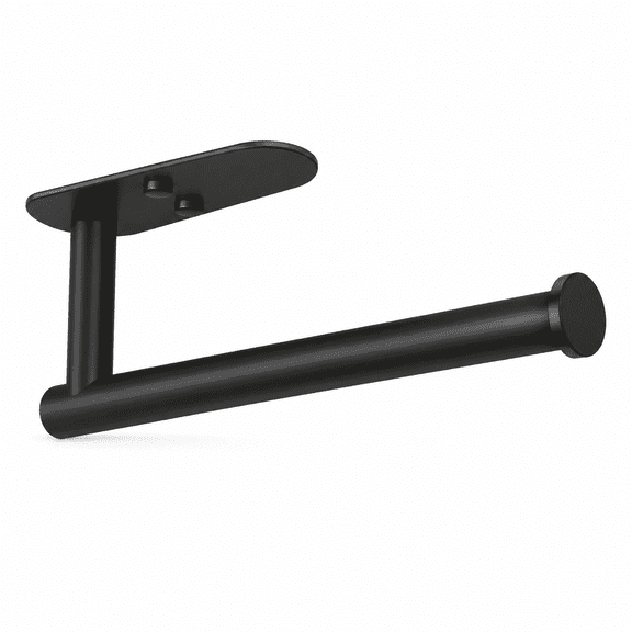 PLERISE Stainless Steel Paper Towel Holder, Adhesive Wall Mount Stick to Wall Under Cabinet for Kitchen, Black, 1 Pack