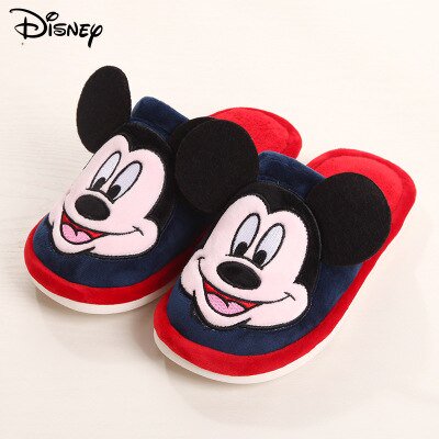Nuevas pantuflas de dibujos animados de otoño e invierno de Disney, pantuflas de algodón cálidas de Mickey, zapatillas de algodón antideslizantes para padres e hijos de Minnie2 Gao Jinjia LED