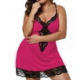 thumbnail image 2 of Odeerbi Women's Plus Size Lingerie Dress Set Babydoll 2025 Valentine's Day Sexy Lace Lingerie Sleepwear Underwear Intimates One-Piece Underwear Hot Pink, 2 of 4