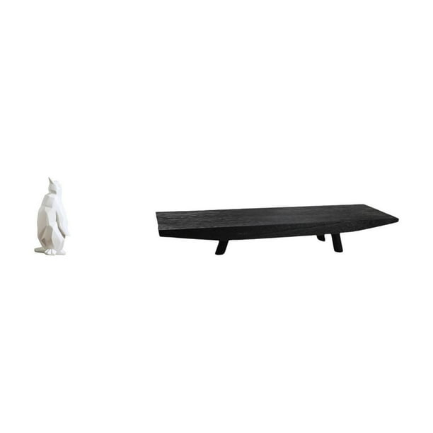 Figura Decorativa De Pingüino De Resina, Ideal Para Decoración De Mesas, Bares, Dormitorios Y Oficinas. Incluye Bandeja De Madera Para Servir. Multiusos: Decoración Rústica Para Aperitivos,