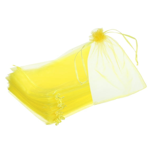 25pcs Organza Bags 8x12  Drawstring Favor Pouches Sheer Mesh Bag Yellow