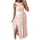 thumbnail image 1 of Vestidos divididos con dobladillo y cuello halter sin espalda para adelgazar sólidos de verano para mujer Fridja  bnh1423, 1 of 9