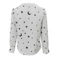 thumbnail image 3 of Gerichy Women Tops Dressy Casual Long Sleeve, Womens V Neck Lace Shirts Puff Sleeve Button Down Casual Floral Stars Print Blouses Tops Elegant Work Office Business Tunics Fall Female, 3 of 4