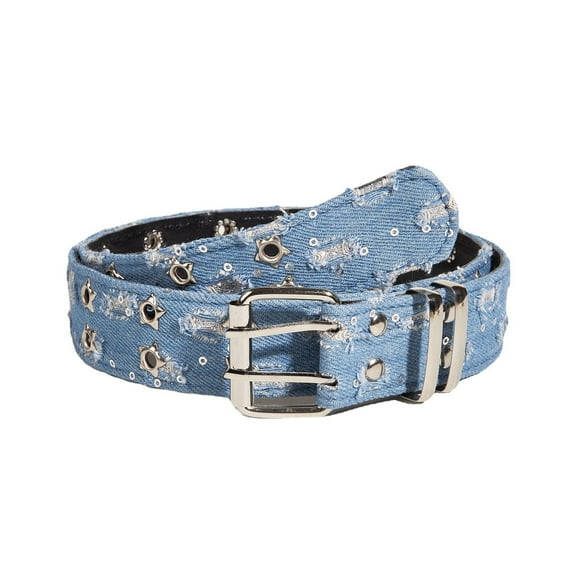 Adjustable Double Pin Buckle Thin Belt Washed Denim All-match Belt Hot Girl Women Waist Belt for Coat Skirts Jeans