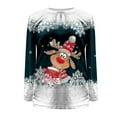 thumbnail image 4 of Wang6 Christmas Sweatshirts for Women Causal Long Sleeve Deer Printed Hoodless Pullovers Loose Fit Crew Neck Tops Tshirts Y_Dark Green XL, 4 of 4