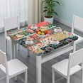 thumbnail image 3 of Pioneer Flower Floral Print Pattern Square Fitted Tablecloth with Elastic Edge,Square Table Cover,Washable Elastic Table Cover for Home Kitchen Party Decor 34"x34", 3 of 6