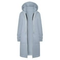 thumbnail image 6 of Luwomo Women's Casual Jackets Zipper Long Sleeve Hooded Drawstring Warmth Versatile Outerwear Everyday Activities with Pockets Blouses Light Blue,L, 6 of 6