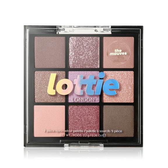 Lottie London Eyeshadow Palette The Mauves, 9 Pan Eyeshadow Palette, Talc Free, 0.25 oz