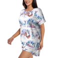 thumbnail image 2 of Fotbe Snowy Cottage Holiday Scene Print Pajama Set for Women 2 Piece Loungewear Short Sleeve Tops and Shorts Set Soft Sleepwear-4X-Large, 2 of 7