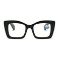 thumbnail image 4 of 5 Pairs of Black Thick Oversize Square Reading Glasses 3.00 for Women and Men, Blue Light Blocking Spring Hinge Readers +3.00, 4 of 6