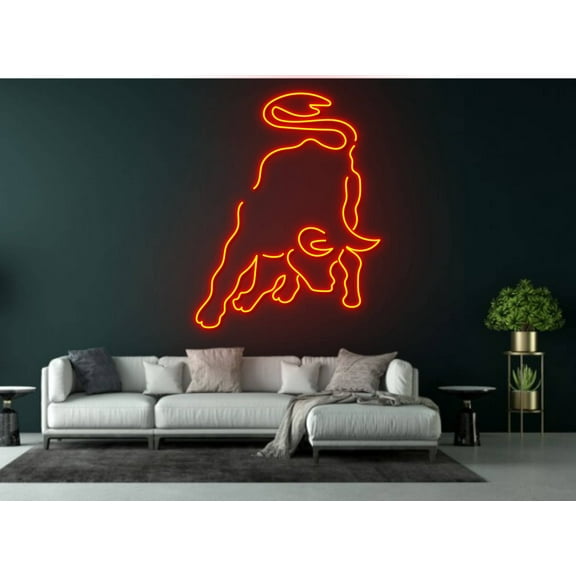 Glowneon Longhorn Back Bull Neon Sign, Western Style Home Decor