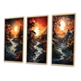 thumbnail image 3 of Designart "Moonlit Serenity Papercut Sunset II" Landscape & Nature Framed Wall Art Set Of 3 - Yellow Sunset Frame Gallery Wall Set For Home Decor, 3 of 6