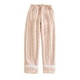thumbnail image 2 of SOOMLON Pajama Pants for Women Comfy Flannel Solid Pajama Bottoms Adult Loose Warm Winter Fuzzy Lounge Sleepwear Night Pants Drawstring Soft Straight Leg Pants Loungewear Pink XL, 2 of 5