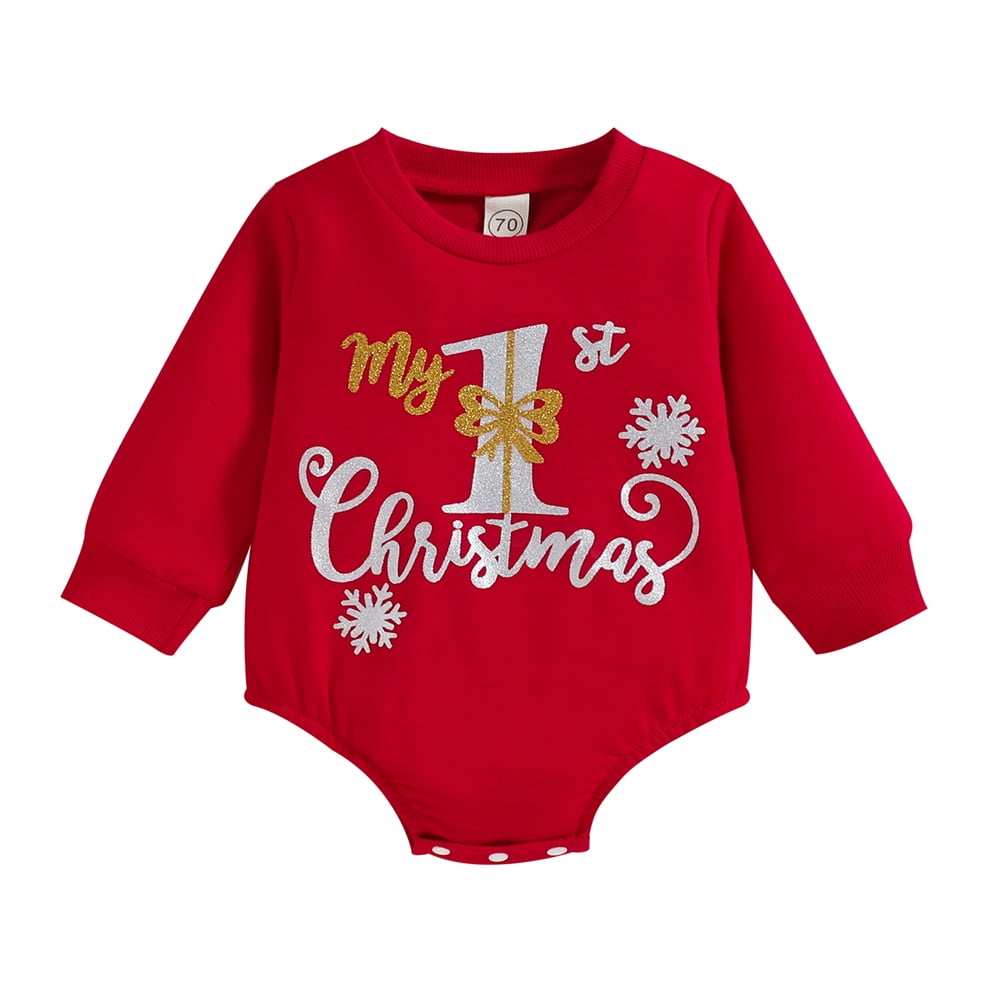 Christmas Outfit Newborn Baby Boy Girl "My First Christmas" Letter