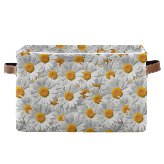 Cute Little Daisies Storage Bins with Handle Fabric Organizer Basket Foldable Box 1 Pack 14.2x10.2x8.3
