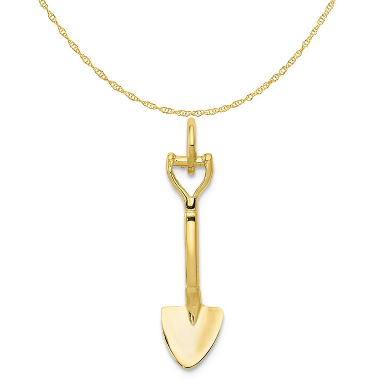 14K Yellow Gold Jet Necklace Charm Pendant 30mm